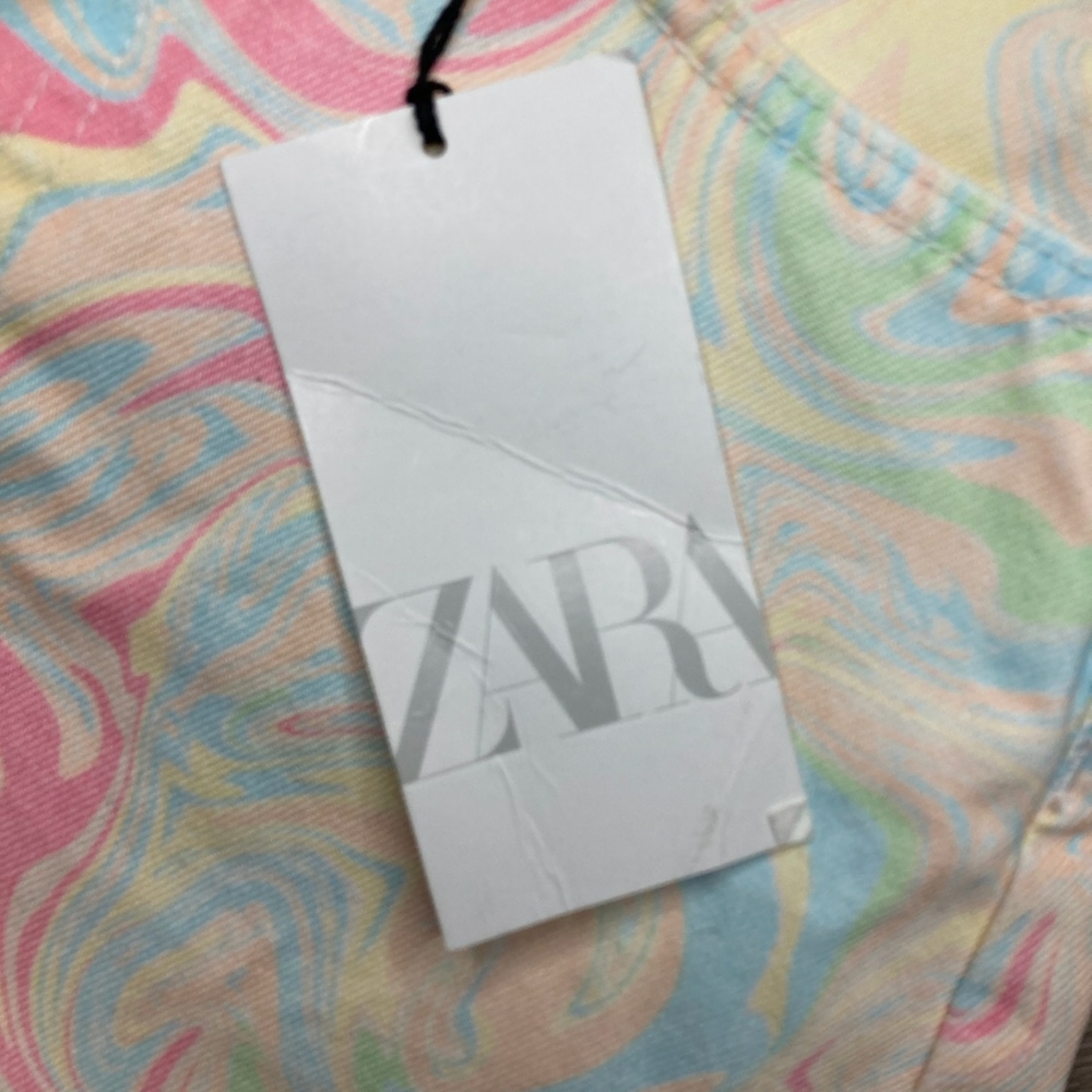 NWT Zara printed yellow, Blue and Pink Printed tie dye shorts  (4) festival - Picture 8 of 8